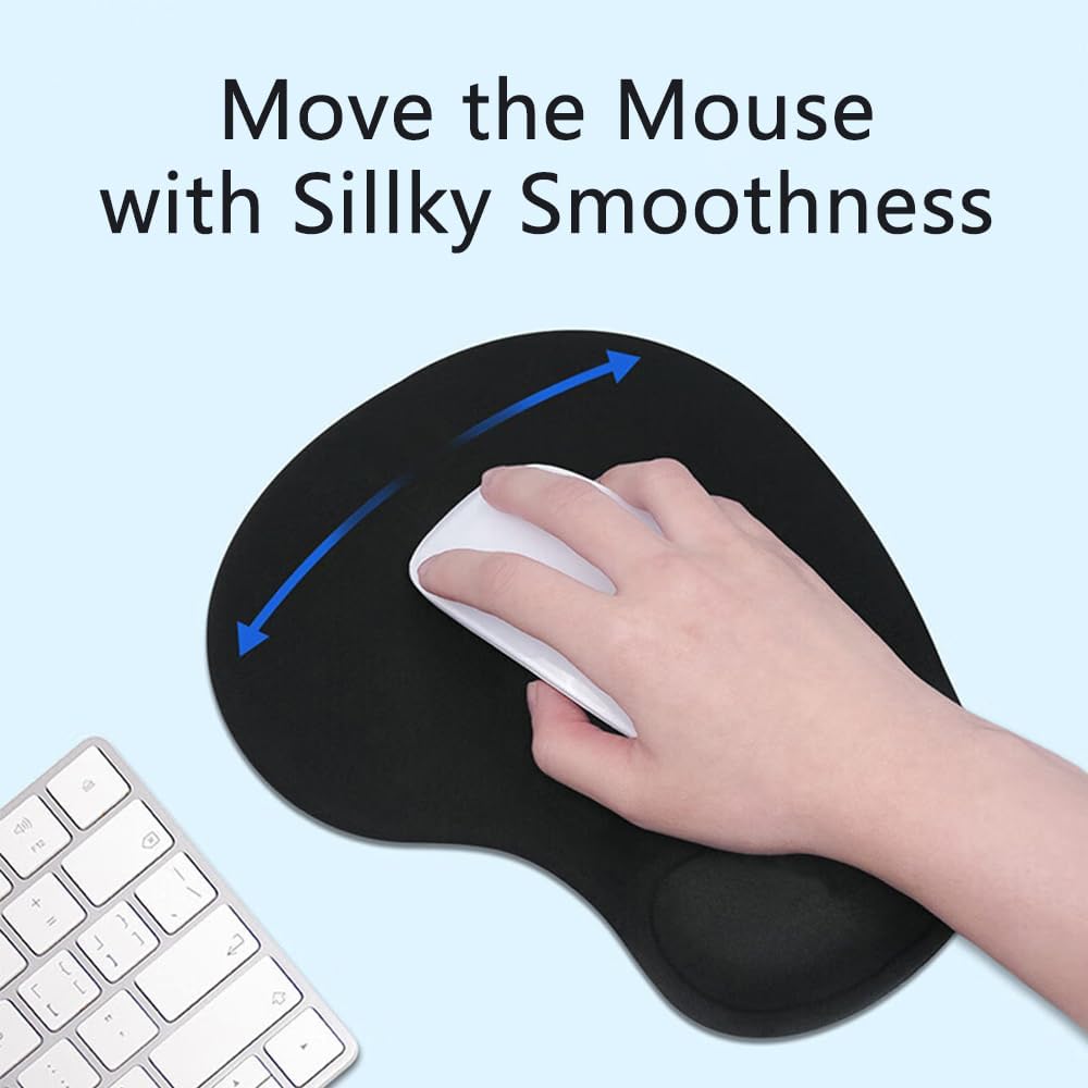 Ergonomic Mouse Pad with Wrist Rest. Gel Wrist Support Mousepad. Pain Relief Laptop Computer Mouse Pad. Non-Slip Mouse Pads for Office & Home (Black)