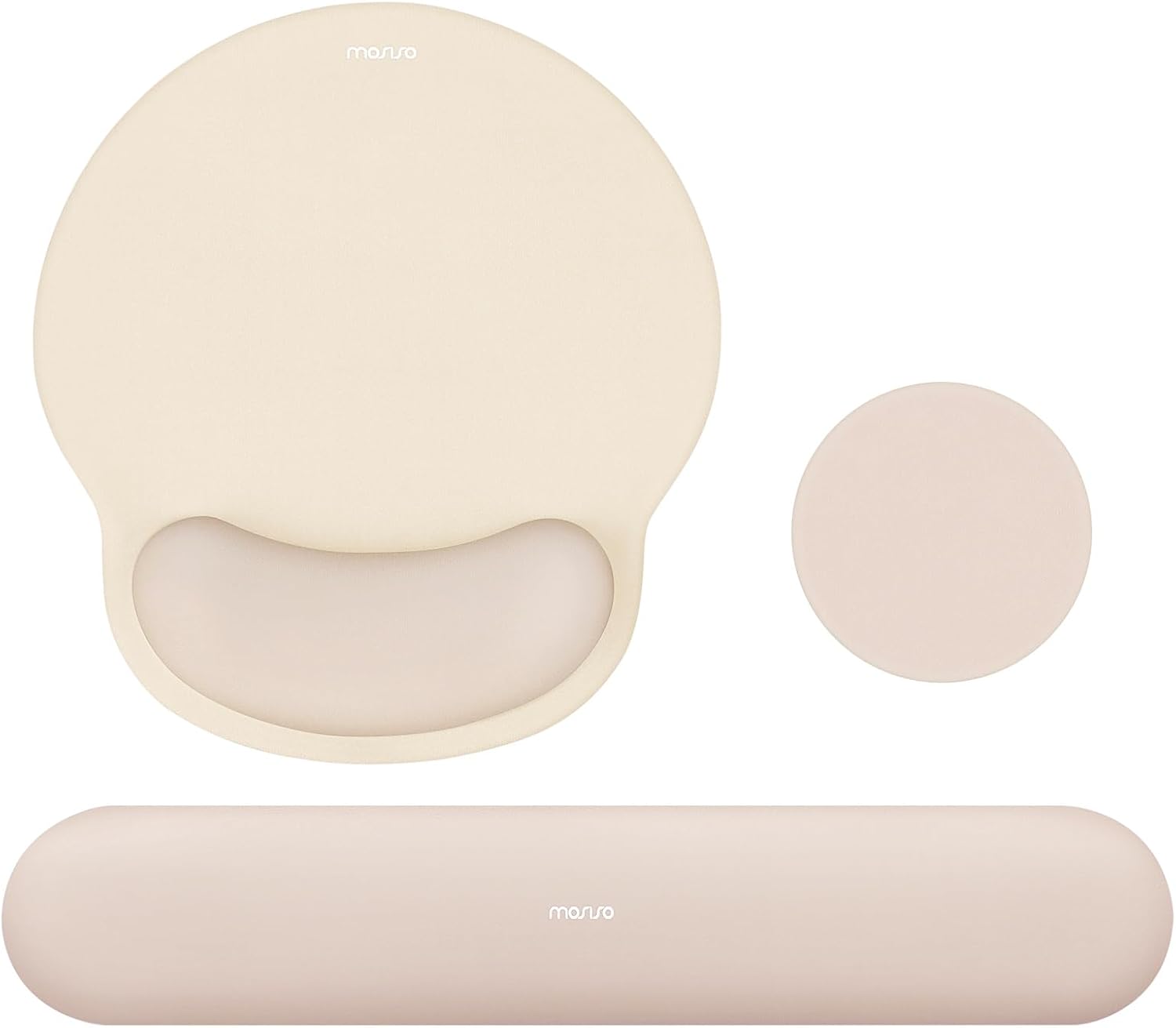 MOSISO Wrist Rest Support for Mouse Pad&Keyboard Set. Circle Curved Ergonomic Mousepad&Coaster Non-Slip Base Home/Office Pain Relief&Easy Typing Pad with Soft Cloth&Silicone Lining. Antique Green