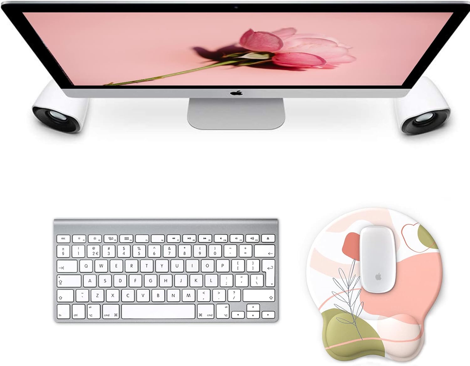 eulps Mouse Pad with Wrist Rest. Comfortable Computer Mousepad with Gel Wrist Support Smooth Surface and Non-Slip PU Base for Pain Relief. Laptop. Office & Home (Rose)