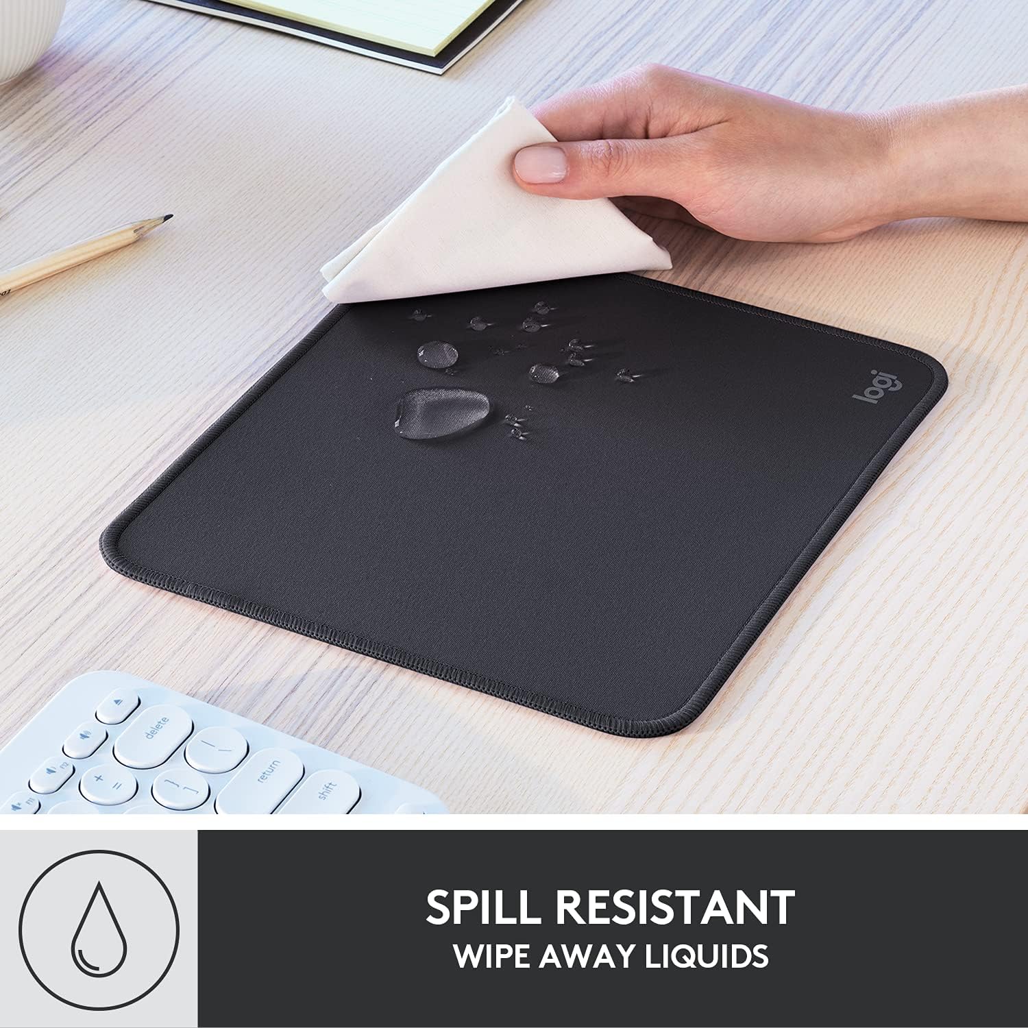 Logitech Mouse Pad - Studio Series. Computer Mouse Mat with Anti-Slip Rubber Base. Easy Gliding. Spill-Resistant Surface. Durable Materials. Portable. in a Fresh Modern Design. Graphite