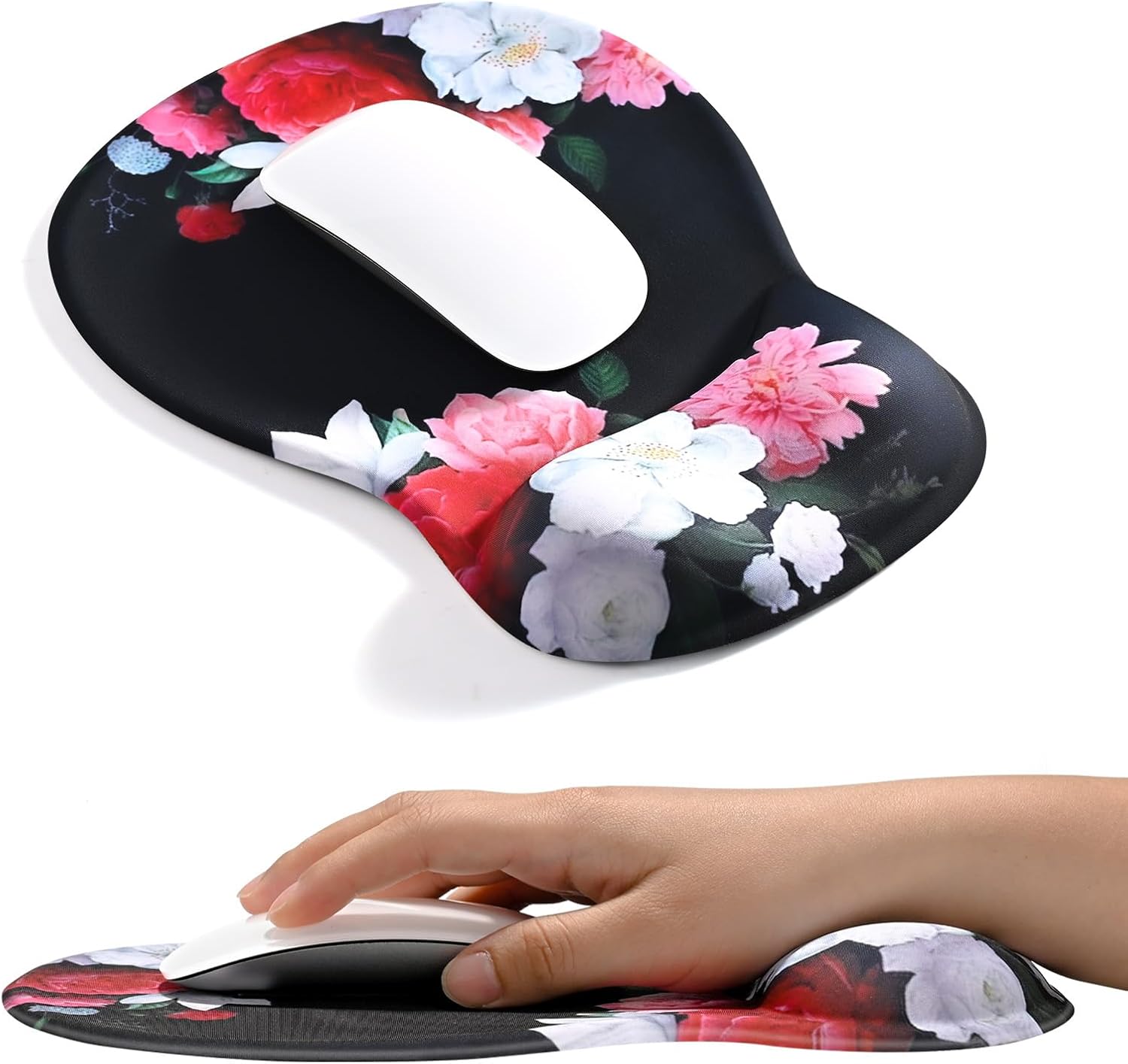 EooCoo Ergonomic Mouse Pad with Gel Wrist Rest Support Middle Concave Design. Relieve Wrist Pain Mousepad. Non-Slip Base for Laptop. Computer. Office Desk Accessories. Carpal Tunnel Syndrome