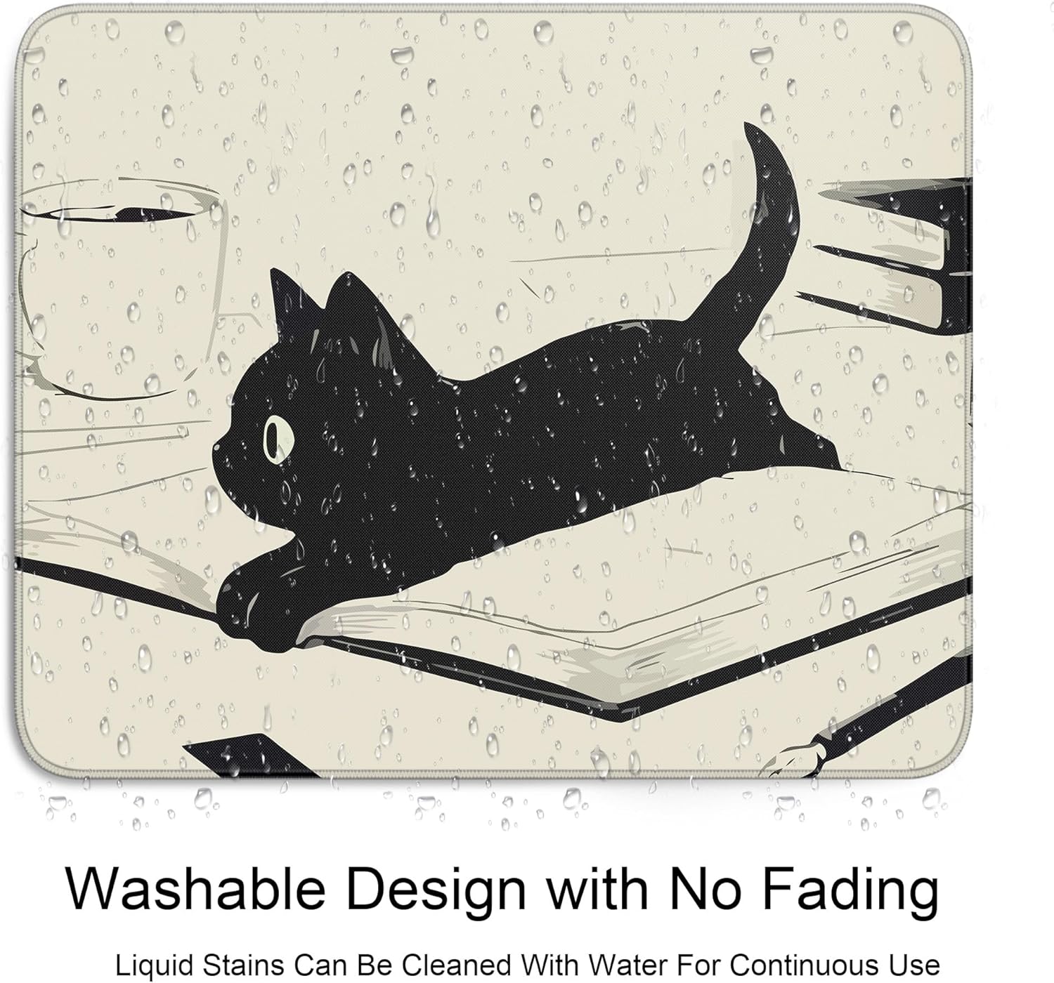 Cute Black Cat Mouse Pad.Kawaii Anime Cat Mouse Pads for Wireless Mouse Desk Accessories.10X8 Travel Mousepad with Non-Slip Rubber Base. Stitched Edge Mouse Pads for Desk.Computers.Laptop.Office