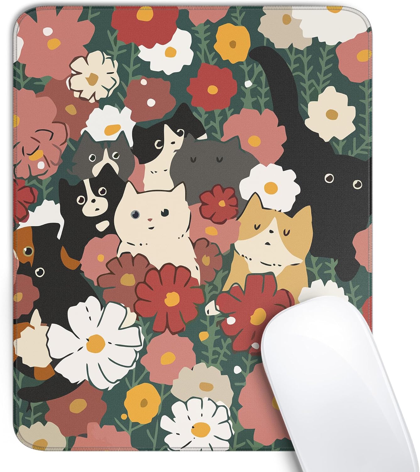 Cute Black Cat Mouse Pad.Kawaii Anime Cat Mouse Pads for Wireless Mouse Desk Accessories.10X8 Travel Mousepad with Non-Slip Rubber Base. Stitched Edge Mouse Pads for Desk.Computers.Laptop.Office