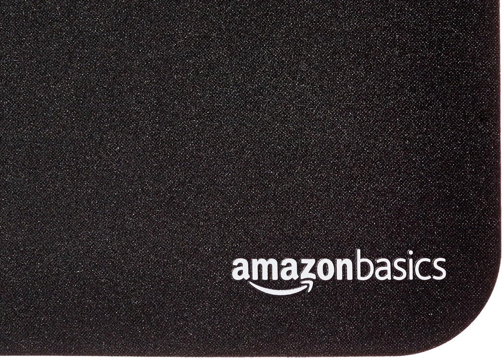 Amazon Basics Square Mouse Pad. Cloth with Rubberized Base. Standard. Black. 12.4L x 10.6W inches